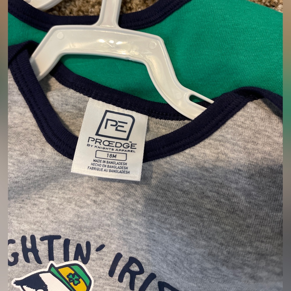 Notre Dame Fighting Irish onesies two pack brand new. 18 months.